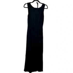Lanston Women’s Black Sleeveless Side Slit Drape Tie Back Maxi Dress Size XS NWT